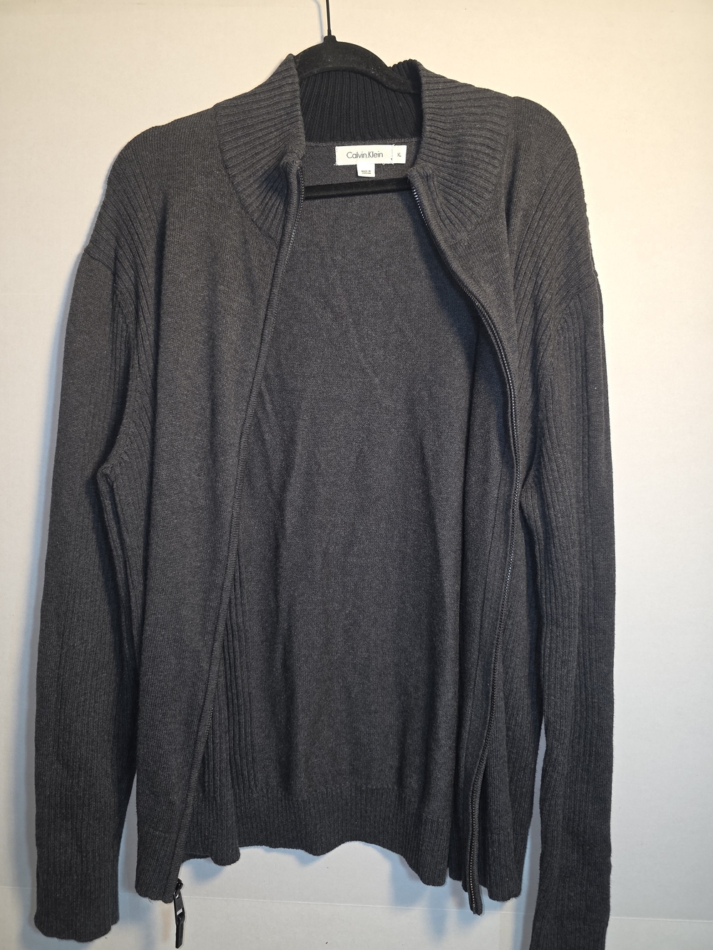 Calvin Klein Men's Dark Gray Zip-Up Sweater